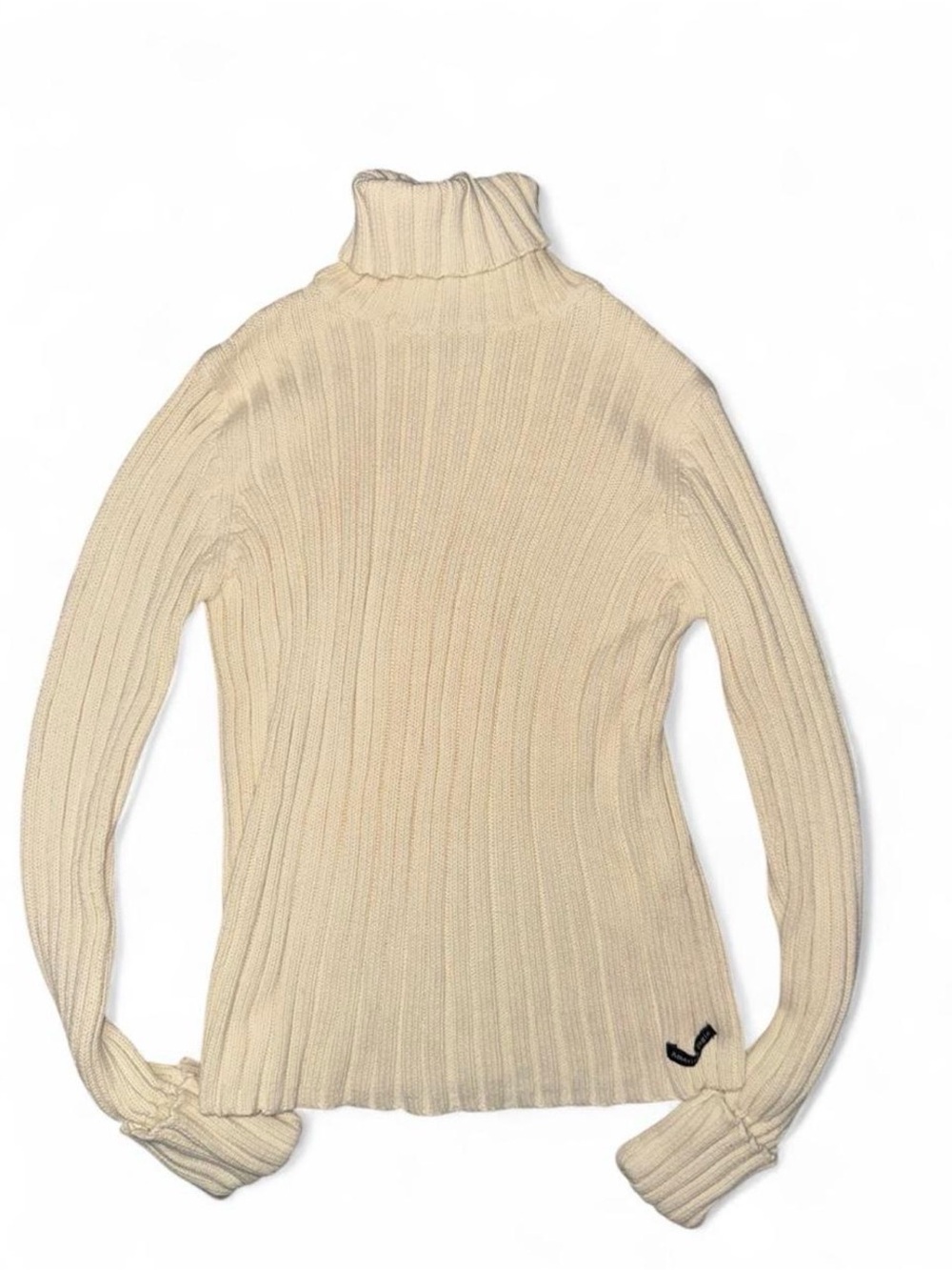 Vintage American Eagle Outfitters Cream Ribbed Turtleneck Sweater 100% Cotton
